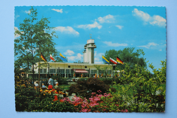 Postcard PC Essen 1970s Gruga Restaurant Tower Town architecture NRW
